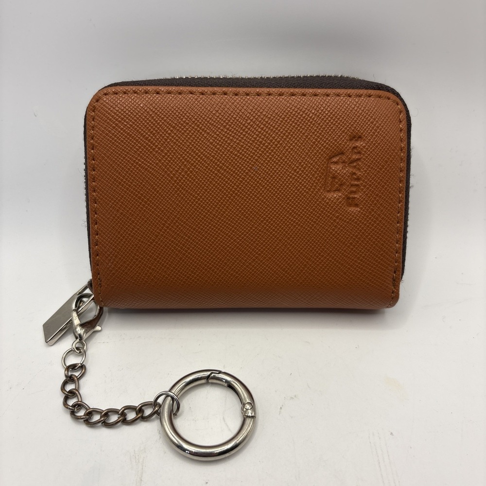 Fur Art Credit Card Wallet Zipper Business Card Holder RFID Blocking Tan Brown‎